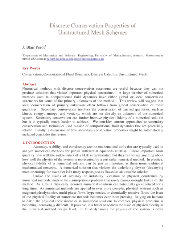 (PDF) Discrete Conservation Properties of Unstructured Mesh Schemes