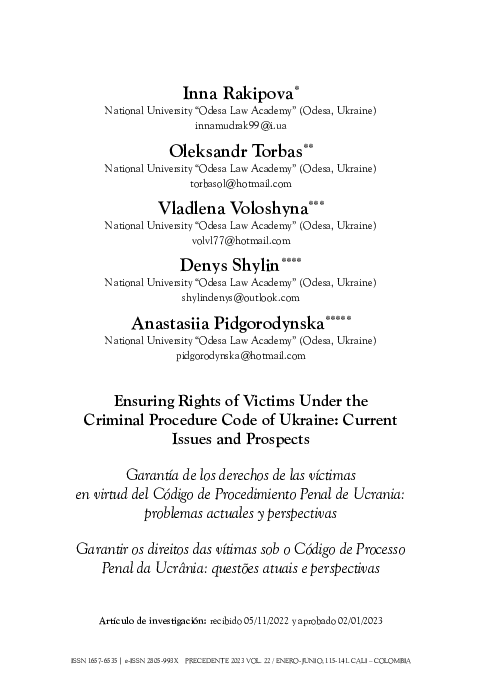 (PDF) Ensuring Rights of Victims Under the Criminal Procedure Code of ...