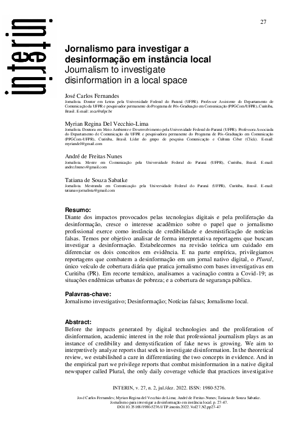 Jornalismo para investigar a desinformação em instância local