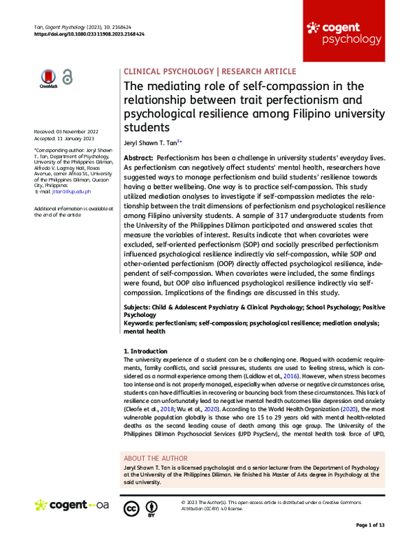 (PDF) The mediating role of self-compassion in the relationship between ...