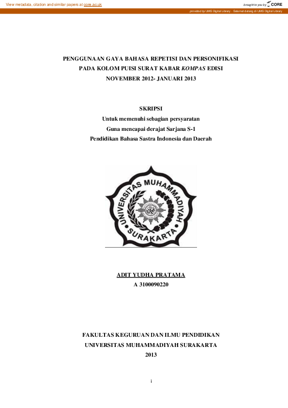 (PDF) Penggunaan Gaya Bahasa Repetisi Dan Personifikasi Pada Kolom ...