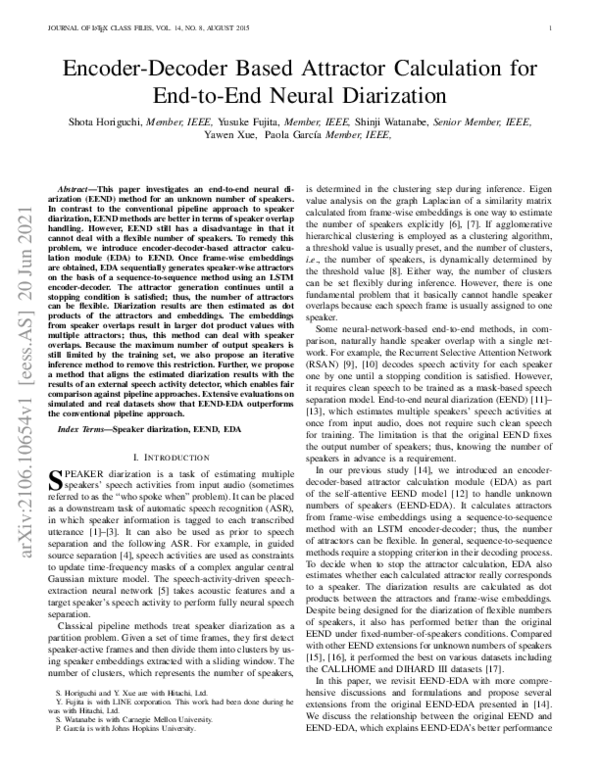 (PDF) Encoder-Decoder Based Attractor Calculation for End-to-End Neural ...