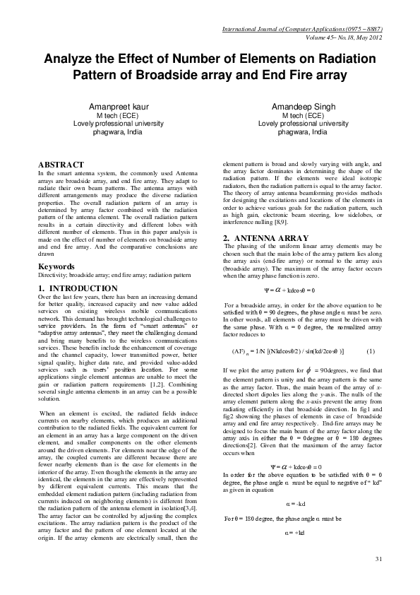 (PDF) Analyze the Effect of Number of Elements on Radiation Pattern of ...