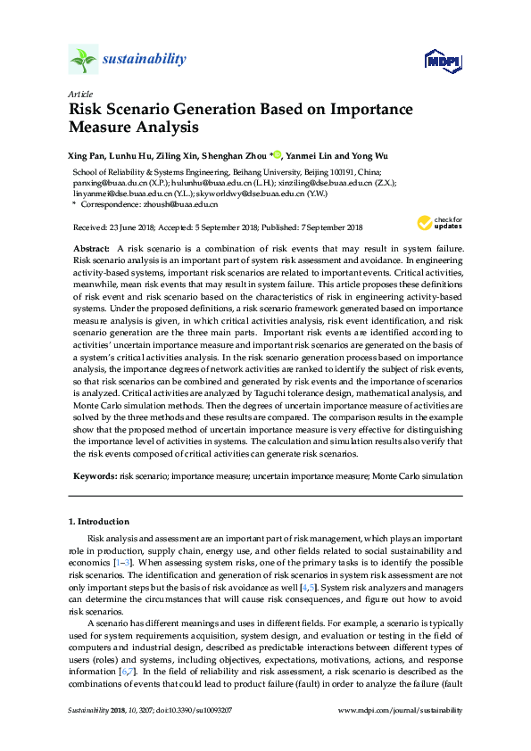 (PDF) Risk Scenario Generation Based on Importance Measure Analysis
