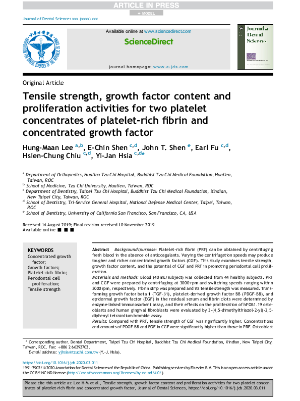(PDF) Tensile strength, growth factor content and proliferation ...