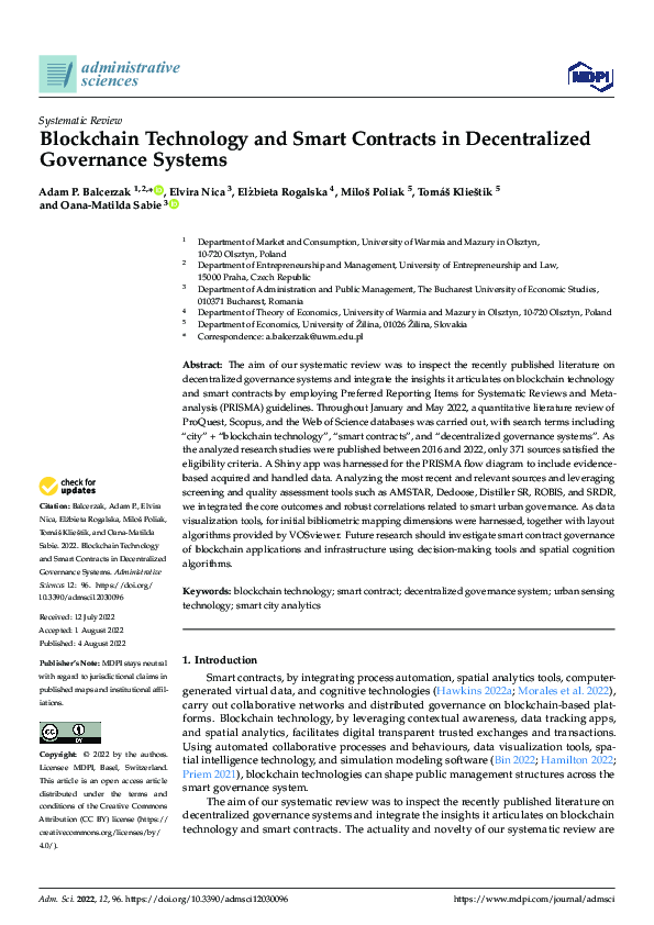 (PDF) Blockchain Technology and Smart Contracts in Decentralized ...