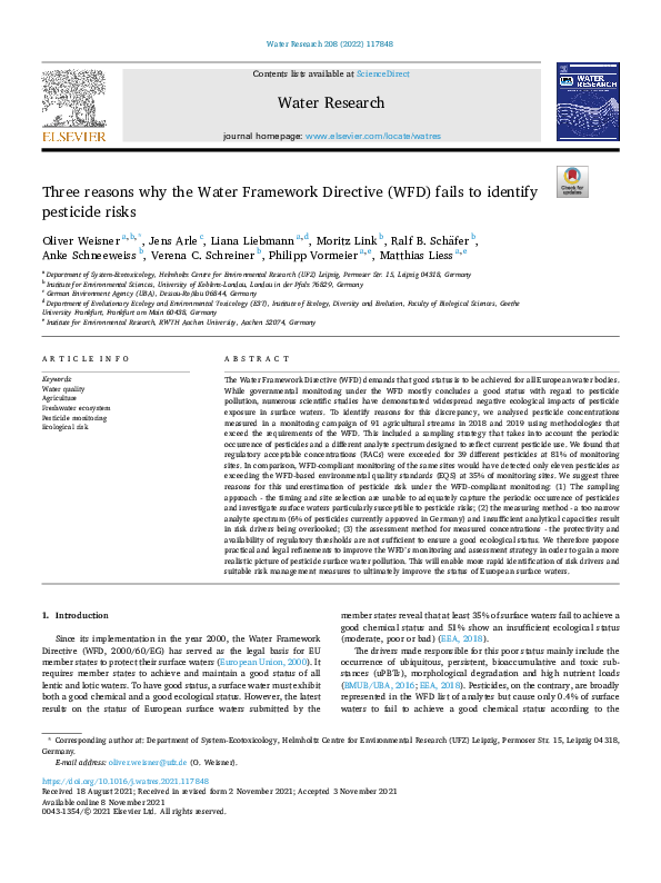 (PDF) Three reasons why the Water Framework Directive (WFD) fails to ...
