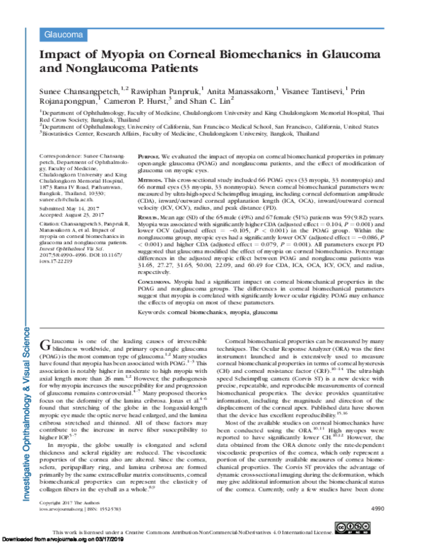(PDF) Impact of Myopia on Corneal Biomechanics in Glaucoma and ...