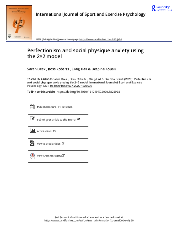 (PDF) Perfectionism and social physique anxiety using the 2×2 model