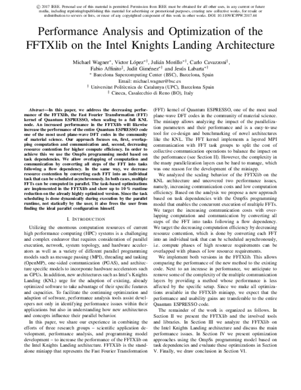 (PDF) Performance Analysis and Optimization of the FFTXlib on the Intel ...
