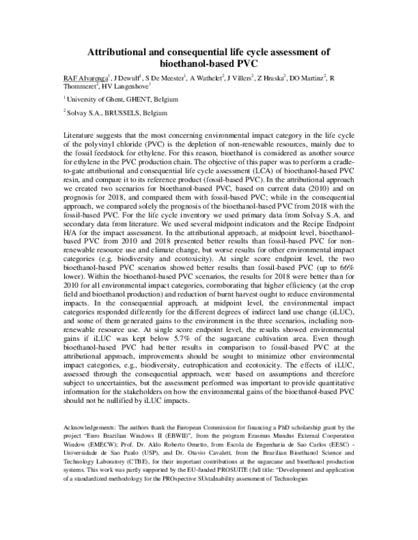 (PDF) Attributional and consequential life cycle assessment of ...