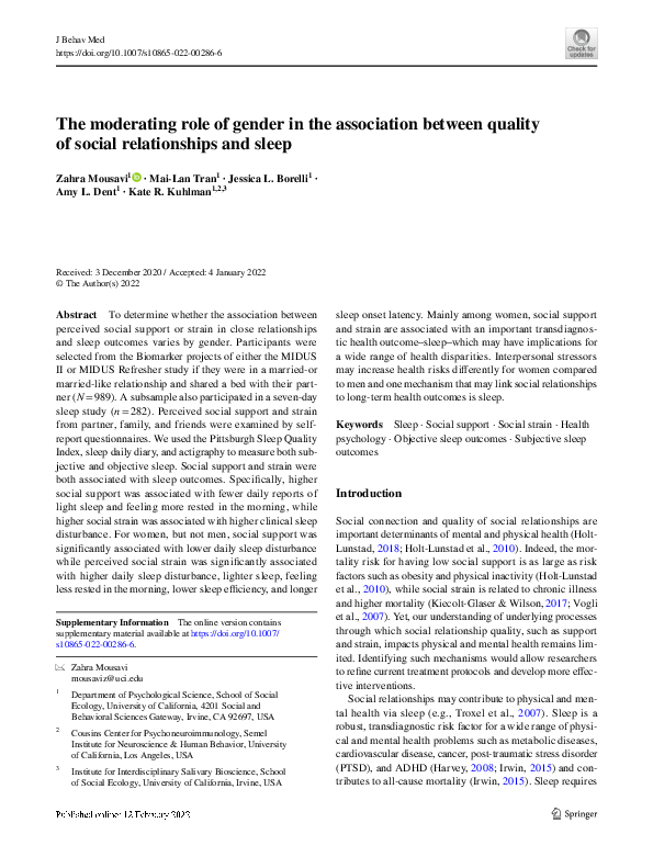 (PDF) The moderating role of gender in the association between quality ...