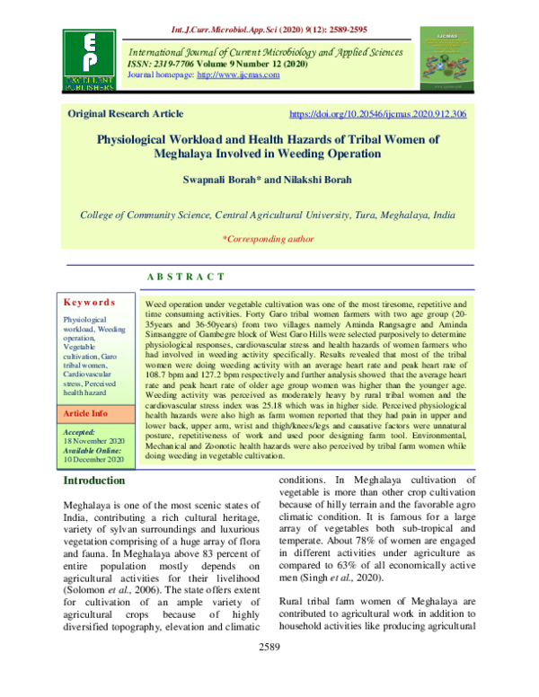 (PDF) Physiological Workload and Health Hazards of Tribal Women of ...