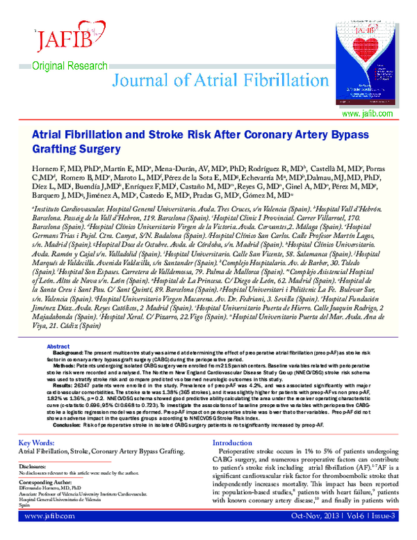 (PDF) Atrial Fibrillation and Stroke Risk After Coronary Artery Bypass ...