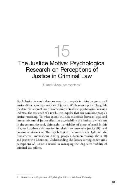 (PDF) The Justice Motive: Psychological Research on Perceptions of ...