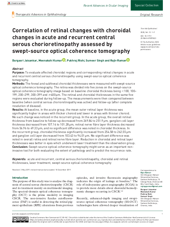 (PDF) Correlation of retinal changes with choroidal changes in acute ...