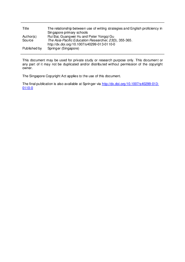 (PDF) The Relationship Between Use of Writing Strategies and English ...