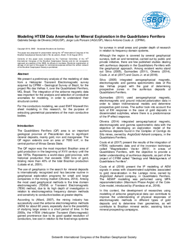 (PDF) Modeling HTEM Data Anomalies for Mineral Exploration in the ...