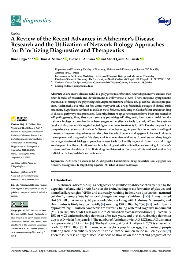 (PDF) A Review of the Recent Advances in Alzheimer’s Disease Research ...