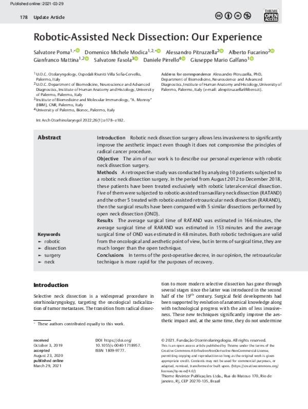 (PDF) Robotic-Assisted Neck Dissection: Our Experience