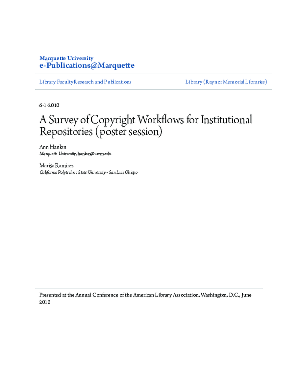 (PDF) A Survey of Copyright Workflows for Institutional Repositories ...