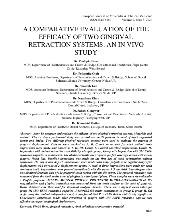 (PDF) A comparative evaluation of the efficacy of two gingival ...