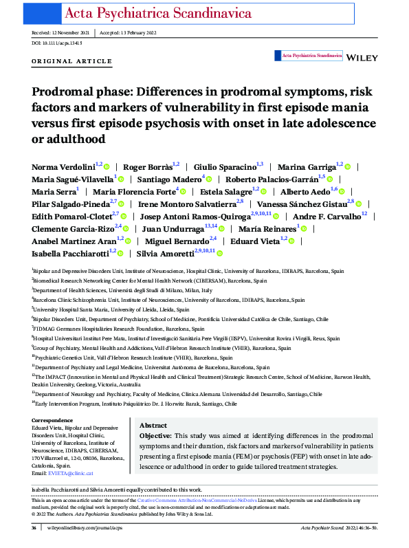 (PDF) Prodromal phase: Differences in prodromal symptoms, risk factors ...