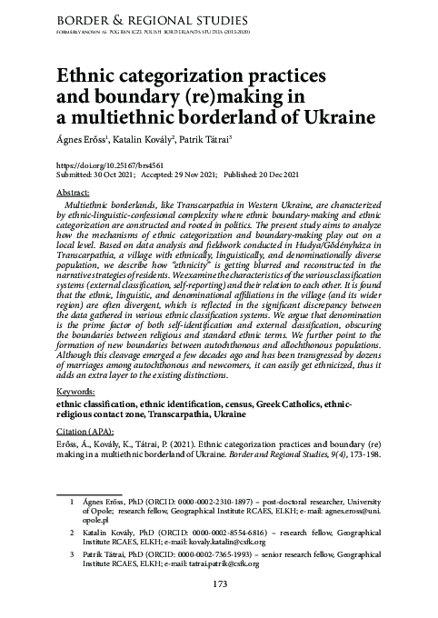 (PDF) Ethnic categorization practices and boundary (re)making in a ...