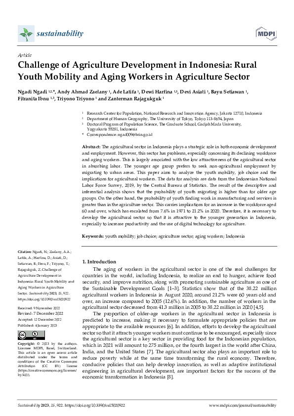 (PDF) Challenge of Agriculture Development in Indonesia: Rural Youth ...