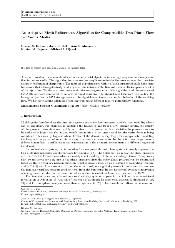 (PDF) An adaptive mesh refinement algorithm for compressible two-phase ...