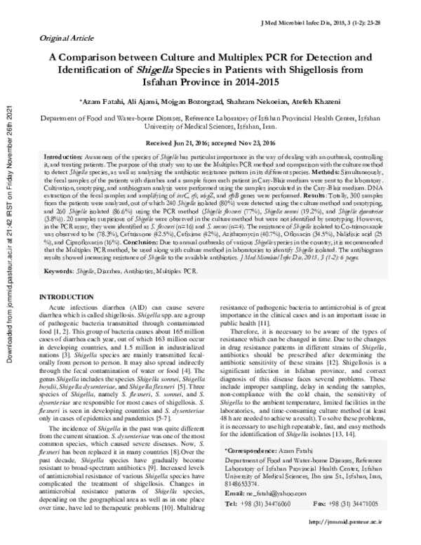(PDF) A Comparison between Culture and Multiplex PCR for Detection and ...
