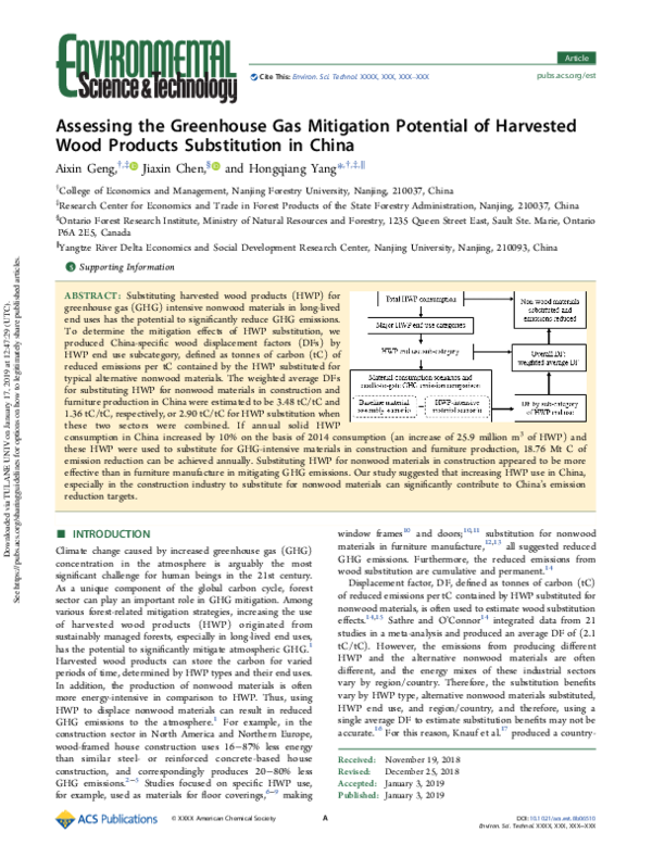 (PDF) Assessing the Greenhouse Gas Mitigation Potential of Harvested ...