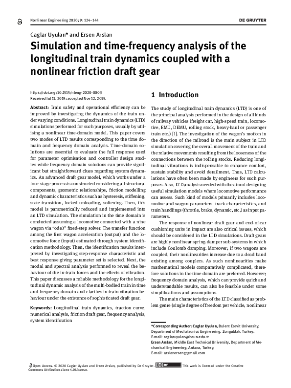 (PDF) Simulation and time-frequency analysis of the longitudinal train ...