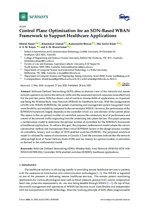 (PDF) Control Plane Optimisation for an SDN-Based WBAN Framework to ...
