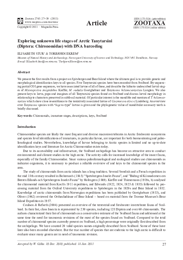 (PDF) Exploring unknown life stages of Arctic Tanytarsini (Diptera ...