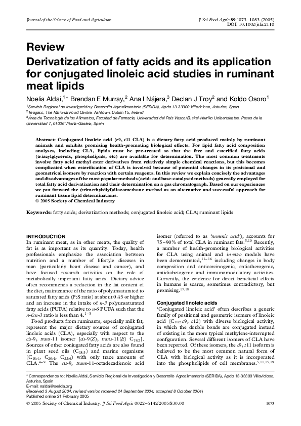 (PDF) Derivatization of fatty acids and its application for conjugated ...