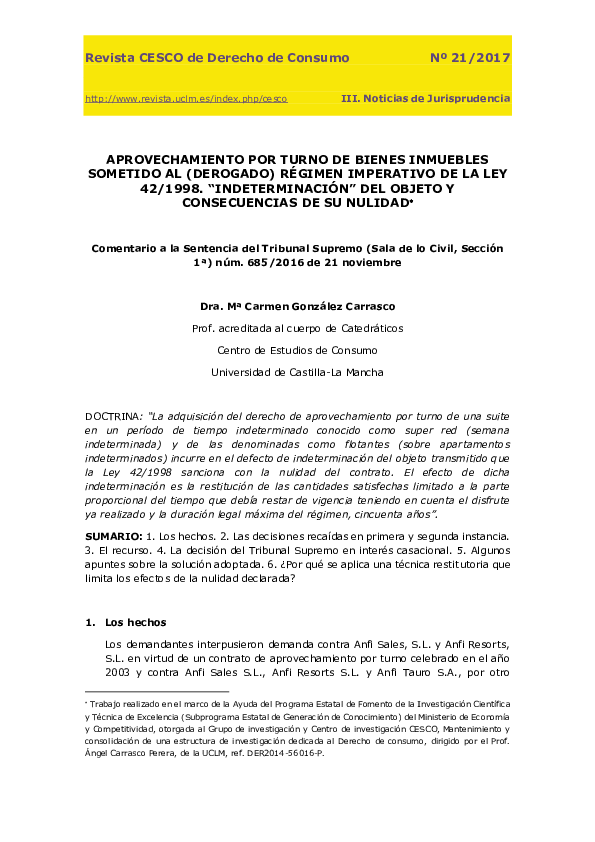 (PDF) Comentario a la Sentencia del Tribunal Supremo (Sala de lo Civil