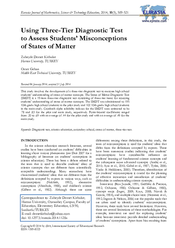 (PDF) Using Three-Tier Diagnostic Test to Assess Students ...