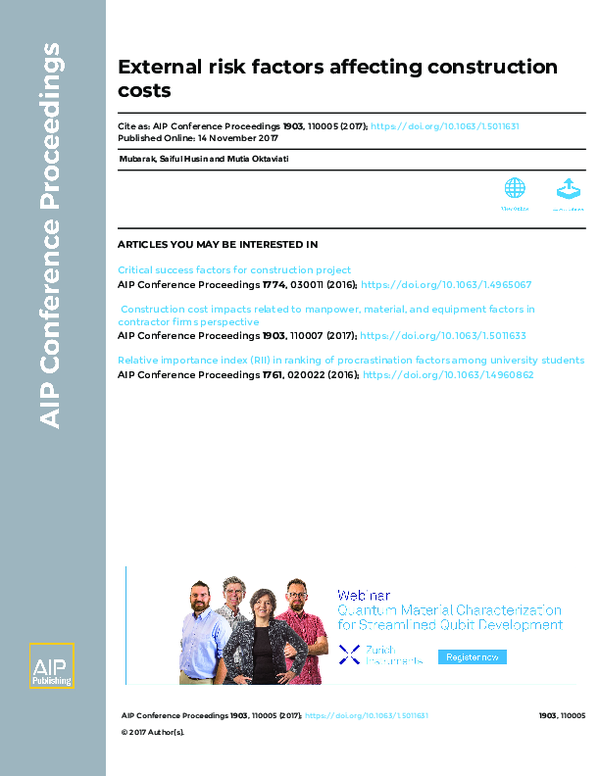 (PDF) External risk factors affecting construction costs
