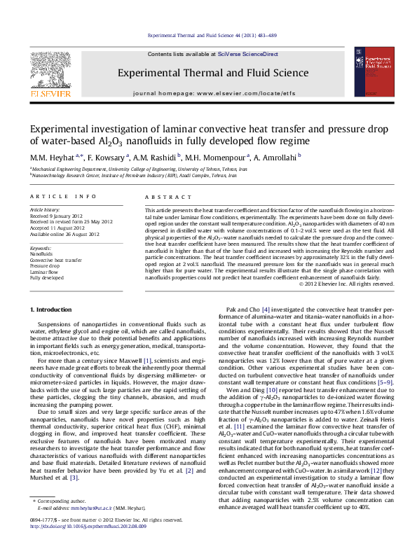 (PDF) Experimental investigation of laminar convective heat transfer ...