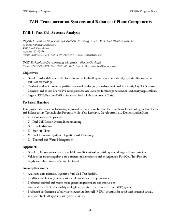 (PDF) IV.H Transportation Systems and Balance of Plant Components IV.H.1 Fuel Cell Systems