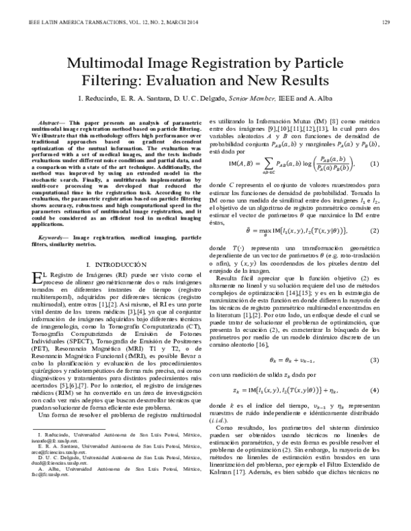 (PDF) Registration of Multimodal Medical Images by Particle Filter ...