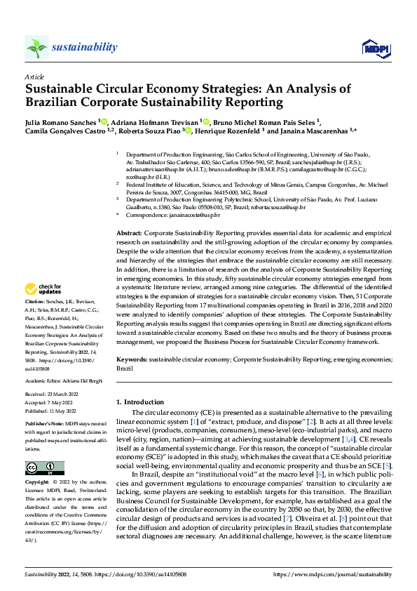 (PDF) Sustainable Circular Economy Strategies: An Analysis of Brazilian ...