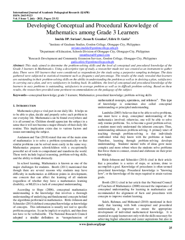 (PDF) Developing Conceptual and Procedural Knowledge of Mathematics ...