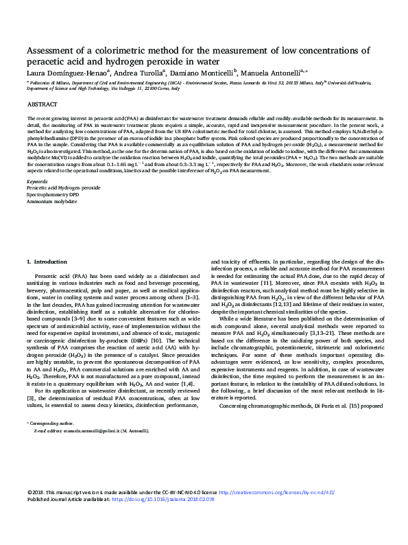 (PDF) Assessment of a colorimetric method for the measurement of low ...