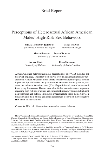 (PDF) Perceptions of Heterosexual African American Males' High-Risk Sex ...