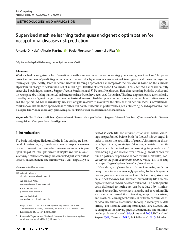 (PDF) Supervised machine learning techniques and genetic optimization ...