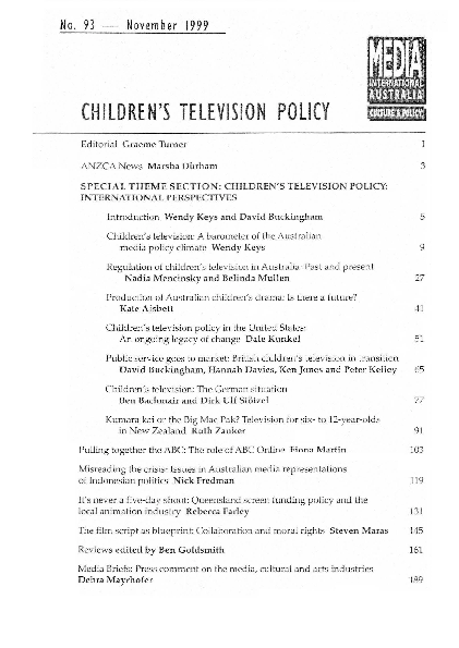 Children's Television: The German Situation