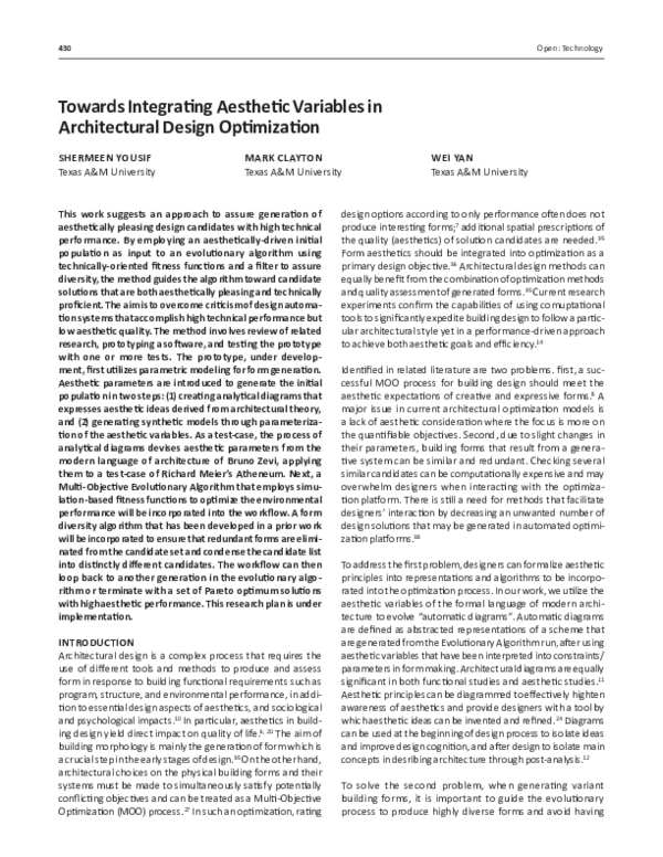 (PDF) Towards Integrating Aesthetic Variables in Architectural Design ...