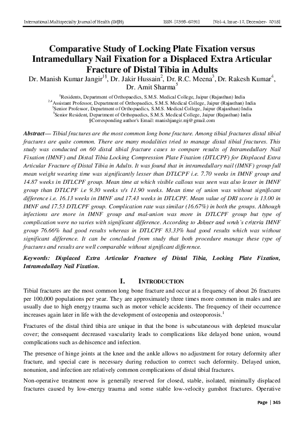 (PDF) Comparative Study of Locking Plate Fixation versus Intramedullary ...